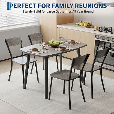 5 Piece Dining Table Set for 4, 43" Kitchen Table and Chairs Set of 4, Dining Room Table Set