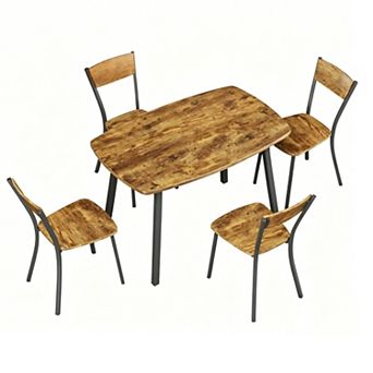 5 pc Dining Table Set for 4, 43" Kitchen Table and Chairs Set of 4, Dining Room Table Set