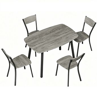 5 pc Dining Table Set for 4, 43" Kitchen Table and Chairs Set of 4, Dining Room Table Set