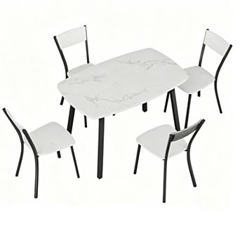 5 pc Dining Table Set for 4, 43" Kitchen Table and Chairs Set of 4, Dining Room Table Set