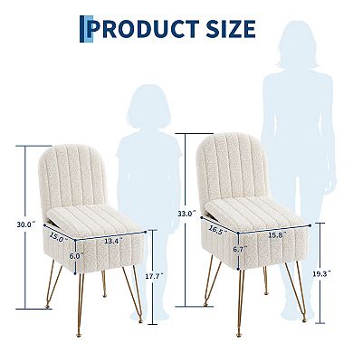 Vanity Stool Chair w/Backrest, Ottoman w/Hidden Storage Compartment, Modern Style for Bedroom