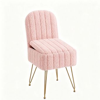 Vanity Stool Chair w/Backrest, Ottoman w/Hidden Storage Compartment, Modern Style for Bedroom