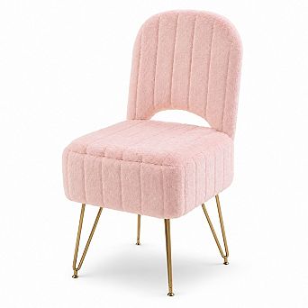 Vanity Stool Chair with Backrest, Square Ottoman with Hidden Storage Compartment