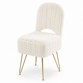 Vanity Stool Chair with Backrest, Square Ottoman with Hidden Storage Compartment