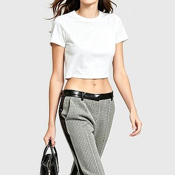 Womens Short Sleeve Cropped T Shirts Crewneck Summer Basic Relaxed Fit Boxy Yoga Tops