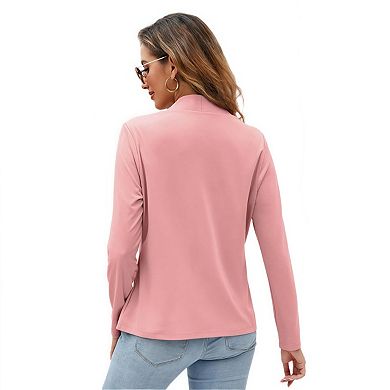 Womens Casual Long Sleeve Blazer Cardigan Soft Open Front Suit Jacket with Pockets
