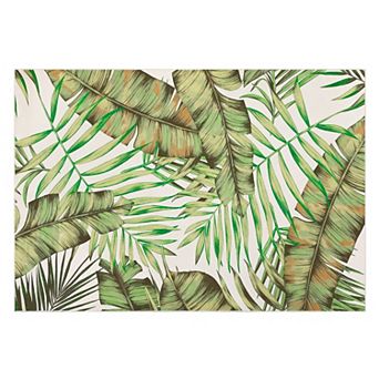 Modern Area Rug Washable Rug Non Slip Carpet Botanical Palm Leaves Rug Rug for Bedroom Living Room