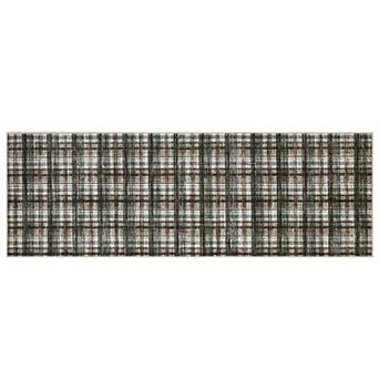 Vintage Plaid Machine-Washable Area Rug Low-Pile Non-Slip Wear-Resistant Rug for Living Room