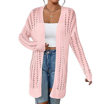 Womens Crochet Lightweight Long Sleeve Open Front Kimonos Boho Summer Cardigan Sweater Cover Up