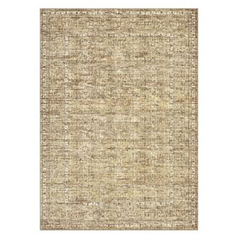 Modern Washable Low Pile Area Rug, Non-Slip, Soft, Neutral, Collapsible Carpet for Living Room