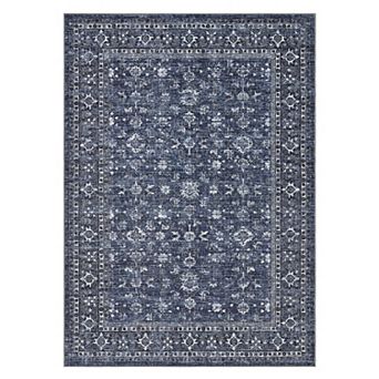 Modern Washable Low Pile Area Rug, Non-Slip, Soft, Neutral, Collapsible Carpet for Living Room