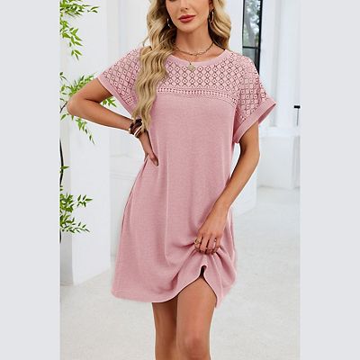 short sleeve midi shift dress Women's Midi Dress Shift Dress Casual Loose Fit Floral Graphic Short Sleeve  V Neck Orange Dark Blue Summer Spring 2026