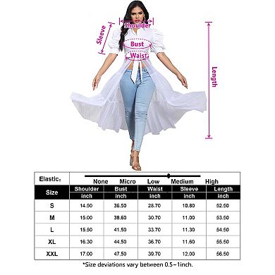 Women's Collared Button Front Blouse with Puff Sleeves and Mesh Panel Detail