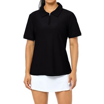 Blueming Women's Short Sleeve Polo Collar Half Zip Sports Casual Wear Top