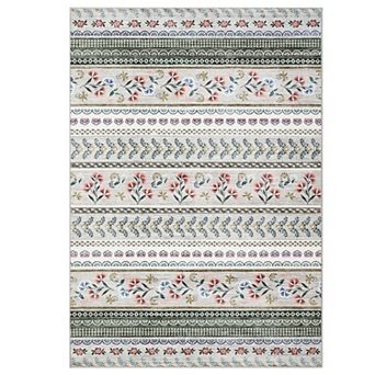 Floral Boho Area Rug Machine Washable Rug Stain Resistant Carpet Non-Slip Backing Folding Carpet
