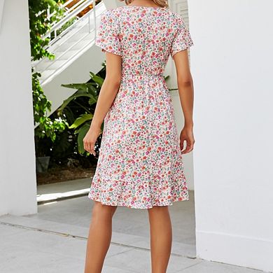 Women Maternity Casual V Neck Short Sleeve Sundress