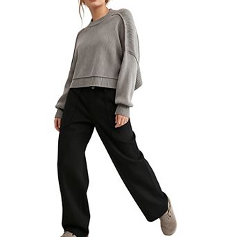 Women's Straight Wide Leg Loose Denim Jeans Summer Fall Casual High Waist Pocket Relaxed Pants