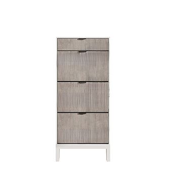 Shoe Storage Cabinet with 3 Flip Drawers, Farmhouse Fluted Shoe Organizer with Metal Legs