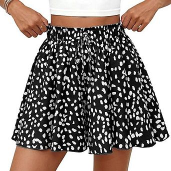 Women's High Waist Flowy Ruffle Wide Leg Shorts Casual Summer Beach Vacation Bottoms