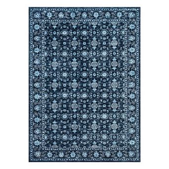 Oriental Washable Area Rug Vintage Soft Non-Slip Low-Pile Carpet for Bedroom Living Room Dining Room