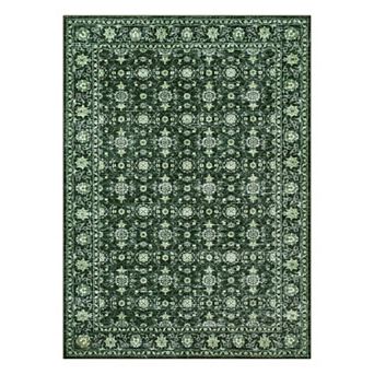 Oriental Washable Area Rug Vintage Soft Non-Slip Low-Pile Carpet for Bedroom Living Room Dining Room