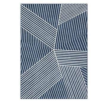 Modern Geometric Machine Washable Area Rug Low Pile Non-slip Stain Resistant Pet-Friendly Carpet