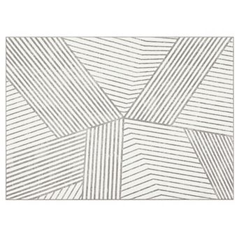 Modern Geometric Machine Washable Area Rug Low Pile Non-slip Stain Resistant Pet-Friendly Carpet