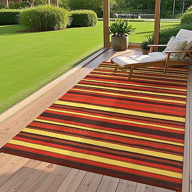 Waterproof Reversible Outdoor Rug Modern Geometric Plastic Patio Carpet Washable Portable for Deck