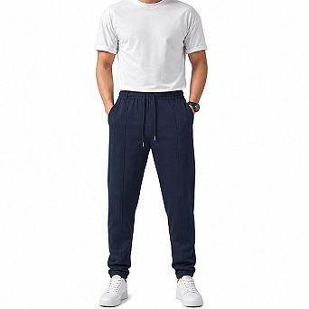 Men's Wrinkle-Free Straight Leg Casual Pants Elastic Drawstring Waist Lightweight Travel Trousers