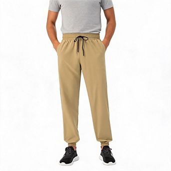 Men Quick Dry Tapered Jogger Pants Lightweight Drawstring Athletic Travel Trousers with Back Pockets