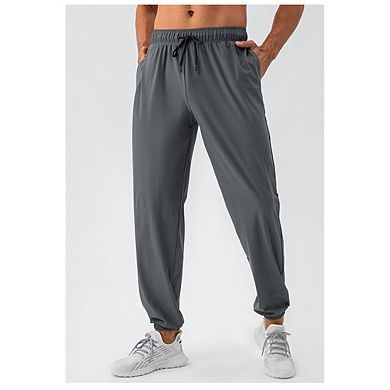 Men's Quick Dry Jogger Pants Lightweight Drawstring Athletic Workout Casual Trousers with Pockets