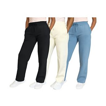Blue Ice Women's Heavyweight Wide Leg Loose Fit Fleece Sweatpants-3 Pack