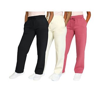 Blue Ice Women's Heavyweight Wide Leg Loose Fit Fleece Sweatpants-3 Pack