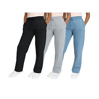 Blue Ice Women's Heavyweight Wide Leg Loose Fit Fleece Sweatpants-3 Pack