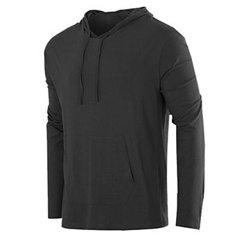 Blue Ice Men's Cotton Lightweight Casual Pullover Drawstring Hoodie With Pocket