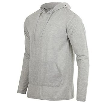 Blue Ice Men's Cotton Lightweight Casual Pullover Drawstring Hoodie With Pocket