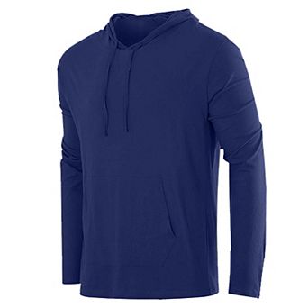 Blue Ice Men's Cotton Lightweight Casual Pullover Drawstring Hoodie With Pocket