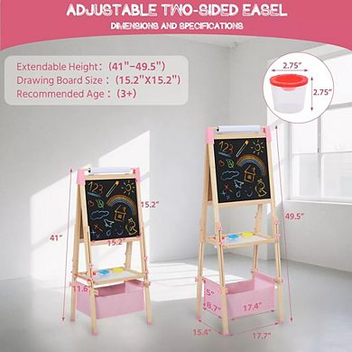 Kinder King Kids Art Easel with Whiteboard and Chalkboard, Double-Sided Drawing Easel for Kids