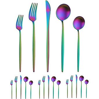 Stainless Steel Flatware Set for 4, 20 pc Matte/Satin Finish, Dishwasher Safe