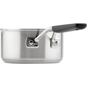 Stainless Steel Saucepan with Lid and Pour Spouts, Durable