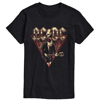 Big & Tall ACDC Angus Flames Distressed Short Sleeve Graphic T-Shirt