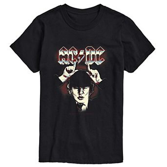 Big & Tall ACDC Devil Horns Vintage Short Sleeve Graphic T-Shirt
