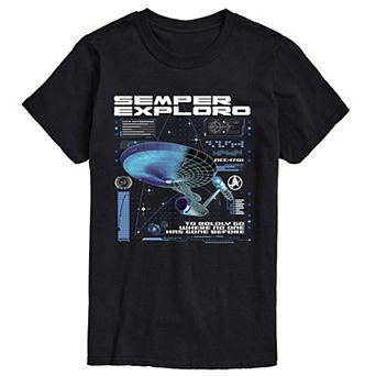 Big & Tall Star Trek U.S.S. Enterprise “Semper Exploro” Short Sleeve Graphic T-Shirt