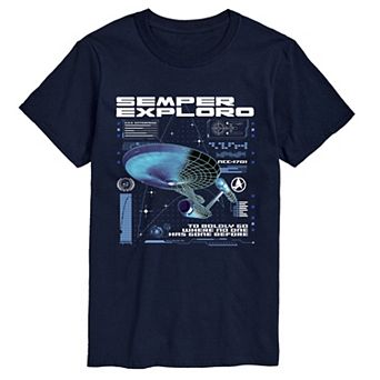Big & Tall Star Trek U.S.S. Enterprise “Semper Exploro” Short Sleeve Graphic T-Shirt