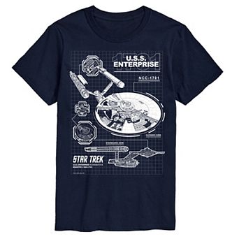 Big & Tall Star Trek U.S.S. Enterprise NCC-1701 Diagram Short Sleeve Graphic T-Shirt