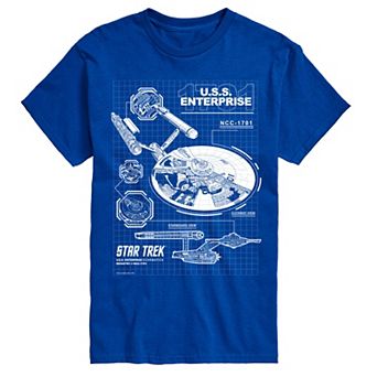 Big & Tall Star Trek U.S.S. Enterprise NCC-1701 Diagram Short Sleeve Graphic T-Shirt