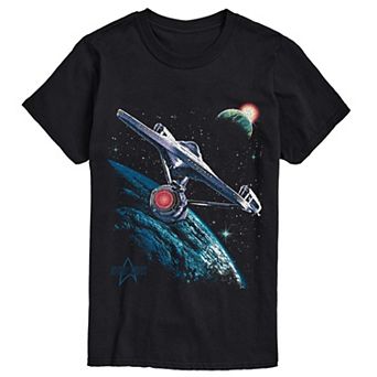 Big & Tall Star Trek U.S.S. Enterprise Space Scene Short Sleeve Graphic T-Shirt