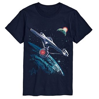 Big & Tall Star Trek U.S.S. Enterprise Space Scene Short Sleeve Graphic T-Shirt