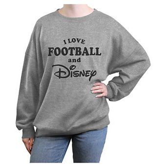 Juniors' I Love Football and Disney Oversized Graphic Pullover