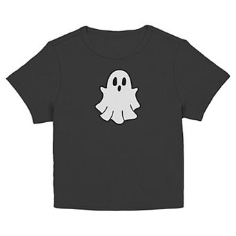 Juniors' Spooky Little Ghost Halloween Graphic Baby Tee